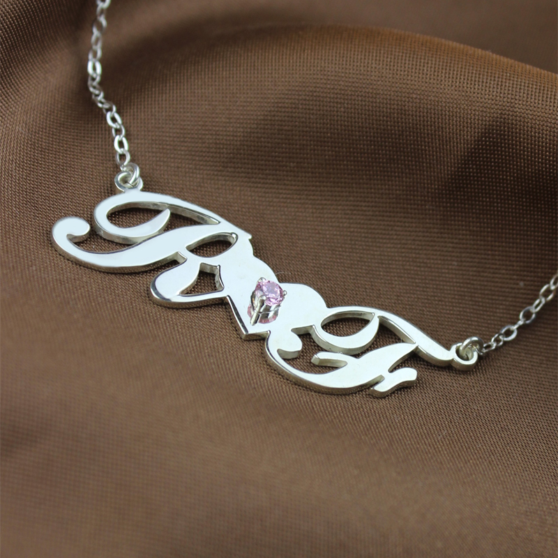 Sterling Silver Double initials Necklace - The Name Jewellery™
