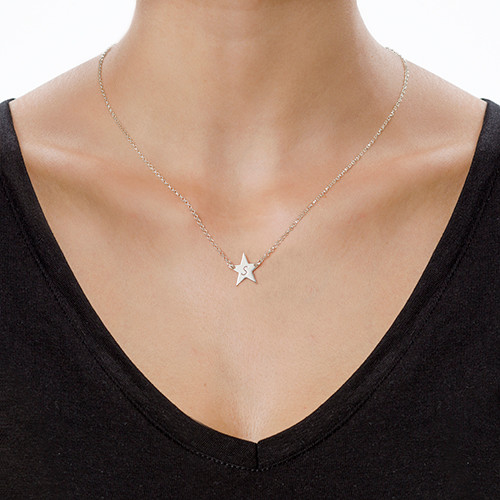 Sterling Silver Star Initial Necklace - The Name Jewellery™