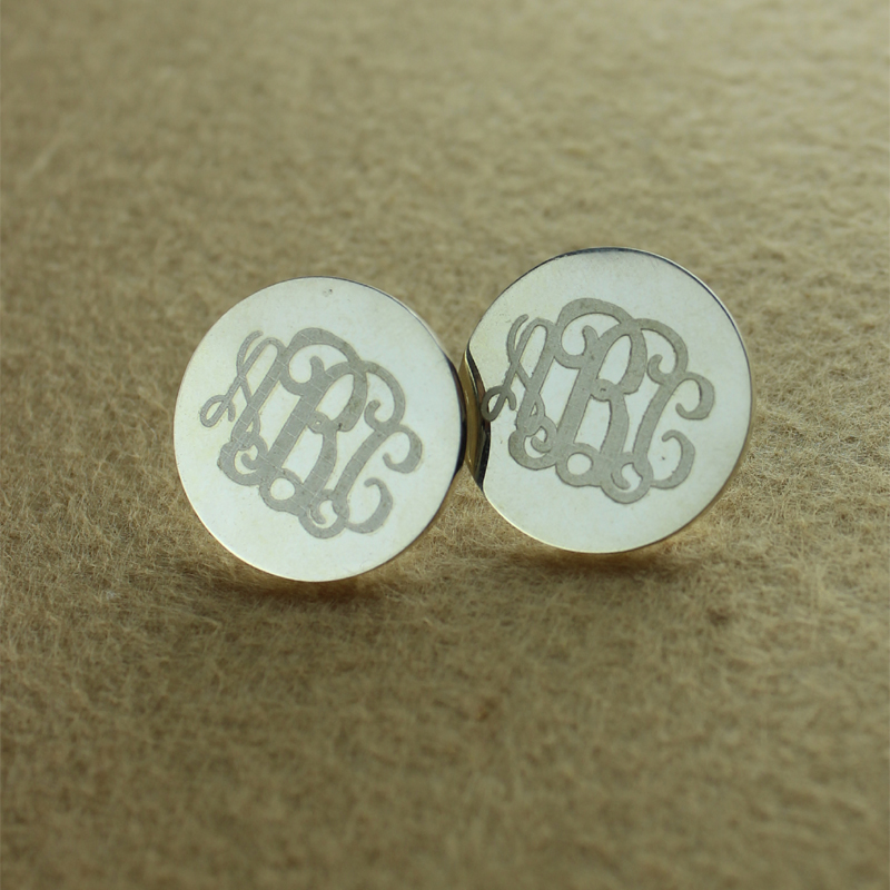 Engraved Monogram Stud Earrings Sterling Silver - The Name Jewellery™