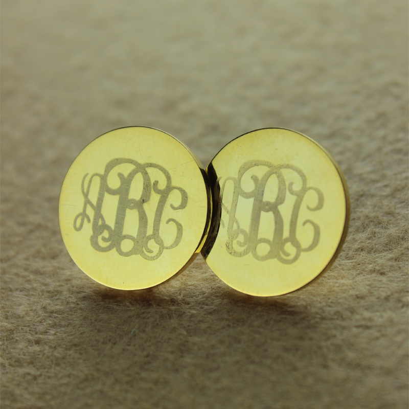 Circle Monogram 3 Initial Earrings Name Earrings 18ct Gold Plated - The Name Jewellery™