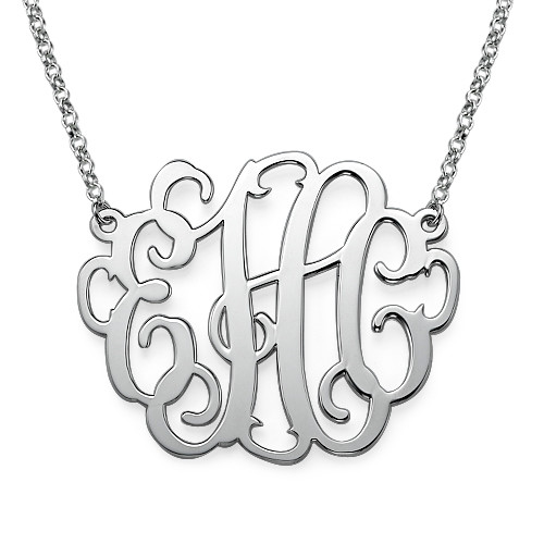 2 Inch Silver Large Monogrammed Necklace - The Name Jewellery™