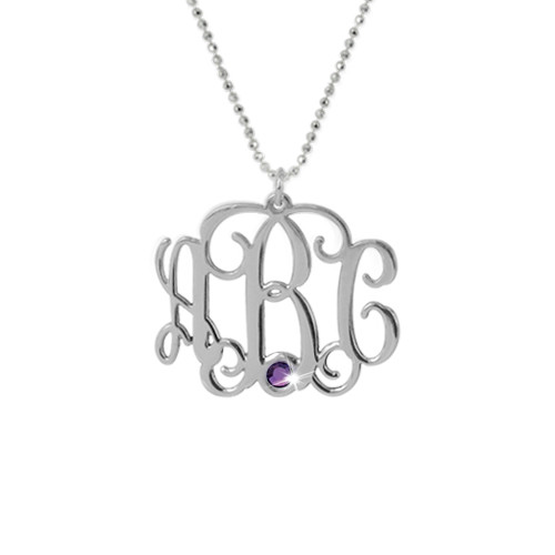 Sterling Silver Monogram Necklace with Swarovski - The Name Jewellery™