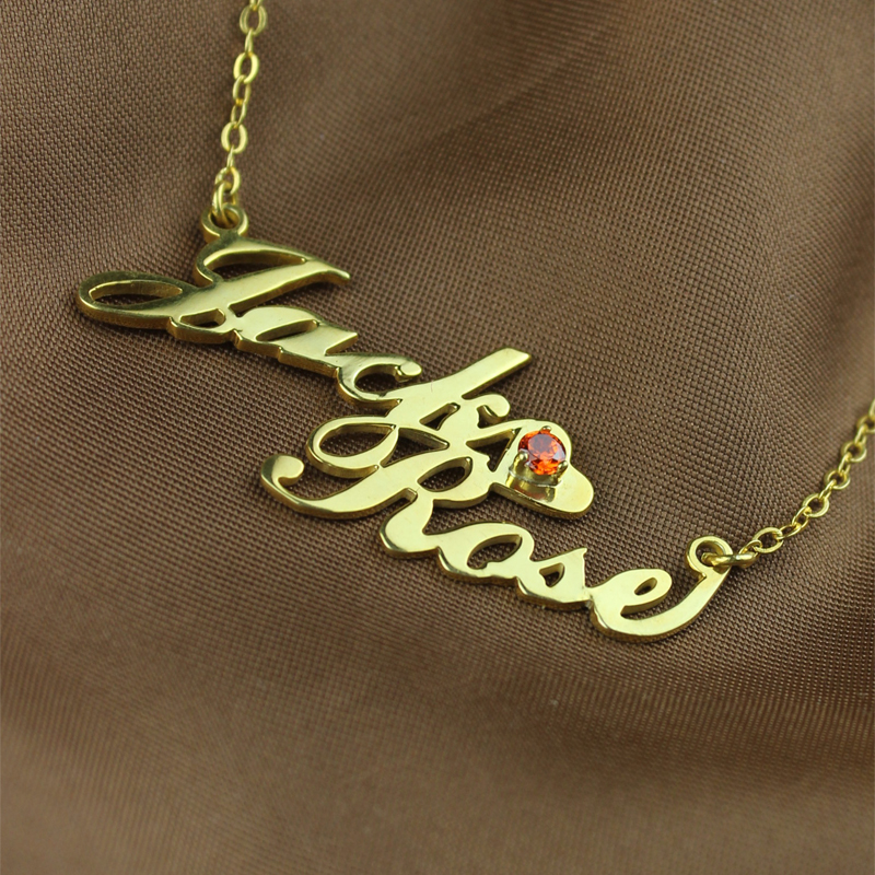 Gold Double Nameplate Necklace Carrie Style - The Name Jewellery™