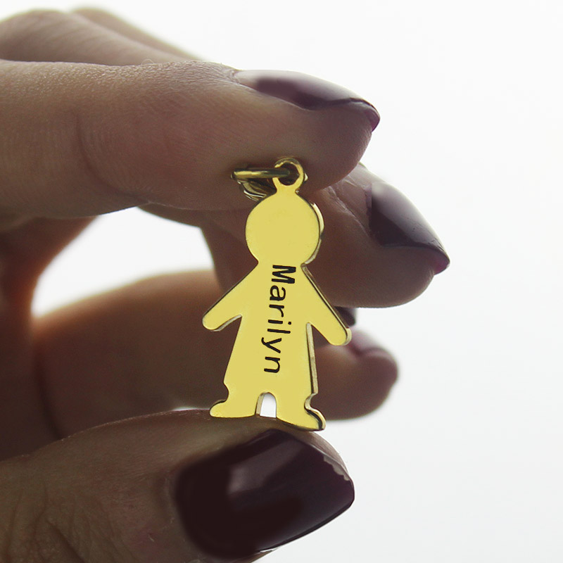 Personalised Boy Pendant Necklace With Name 18ct Gold Plated - The Name Jewellery™