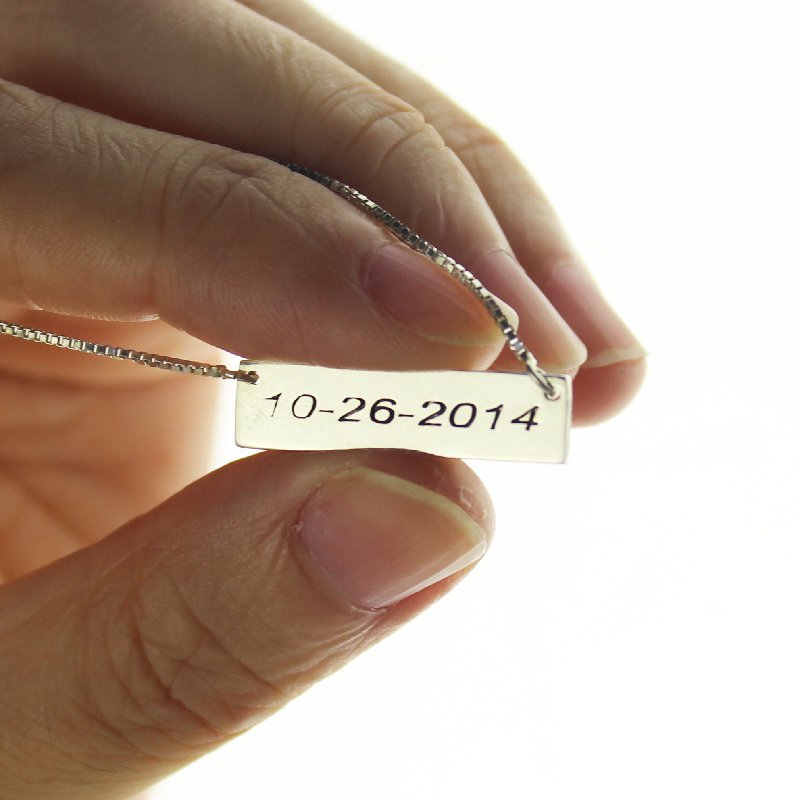 Personalised Sterling Silver Date Bar Necklace - The Name Jewellery™