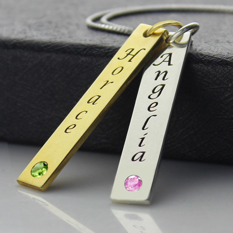 Custom Couple Name Tag with Birthstones - The Name Jewellery™