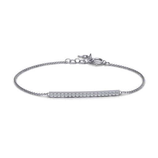 Sterling Silver Beaming Bar Bracelet With Cubic Zirconia Accent Stones - The Name Jewellery™