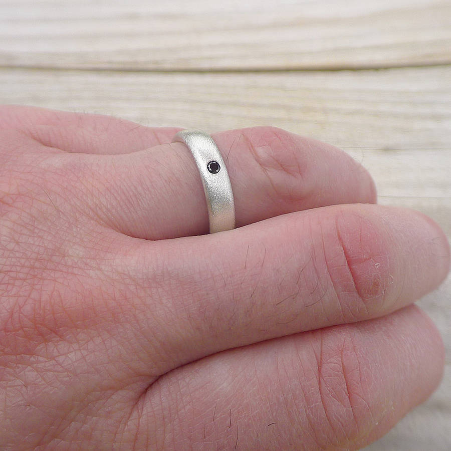 Handmade Frosted Silver Diamond Wedding Rings - The Name Jewellery™
