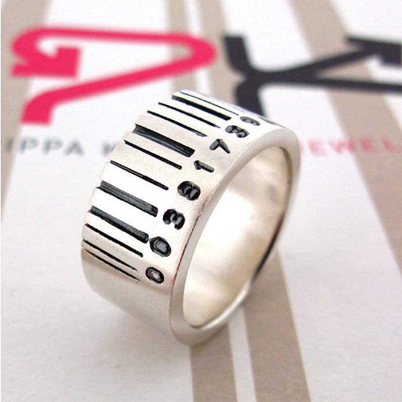 Extra Wide Silver Barcode Ring - The Name Jewellery™