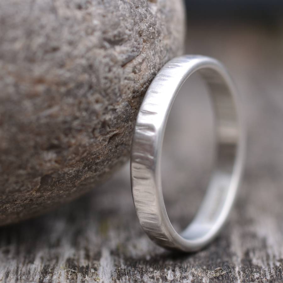 Handmade Silver Rippled Wedding Ring - The Name Jewellery™