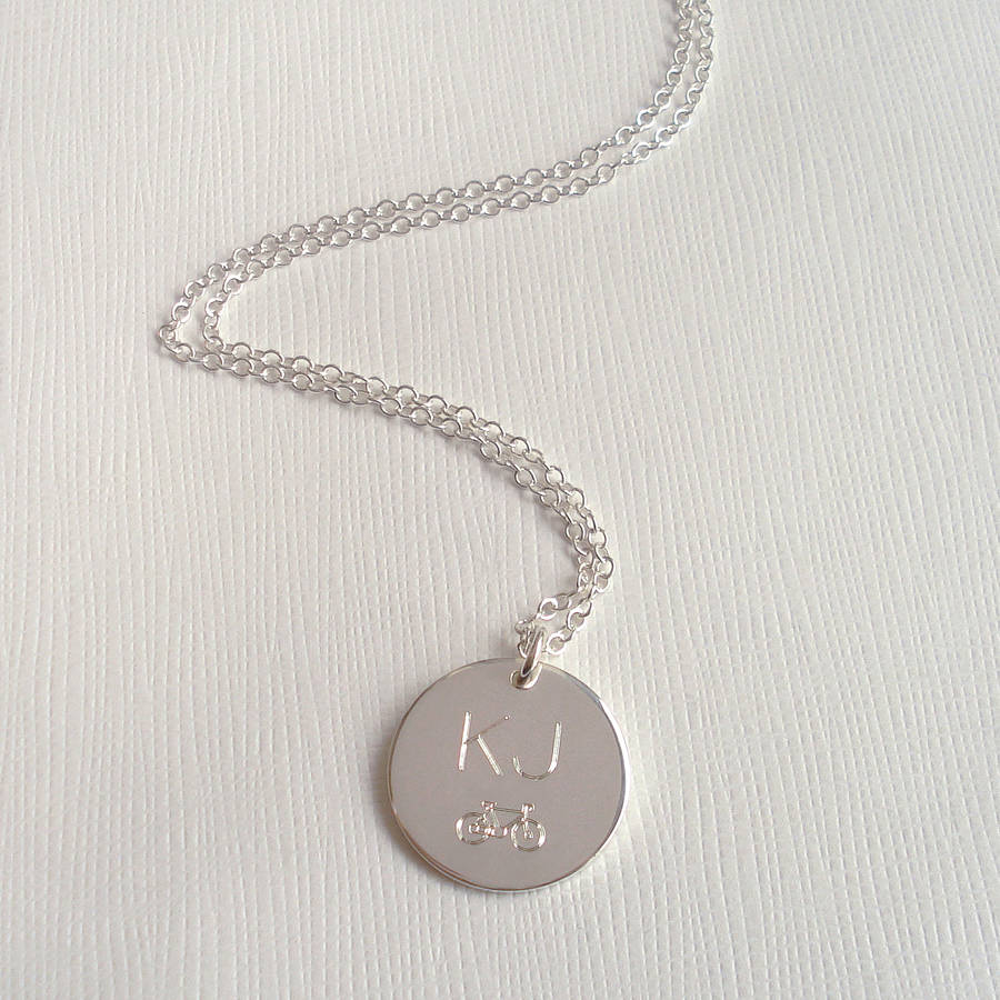 Mens Engraved Monogram Bike Necklace - The Name Jewellery™