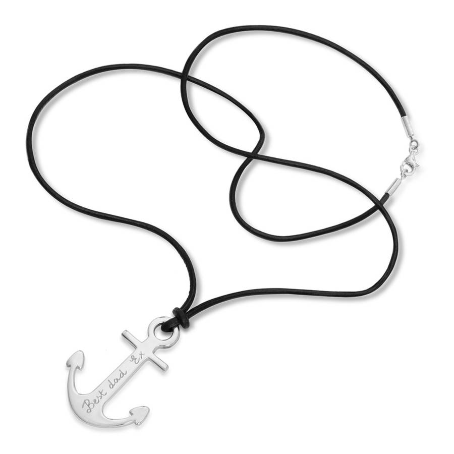 Mens Personalised Sterling Silver Anchor Necklace - The Name Jewellery™