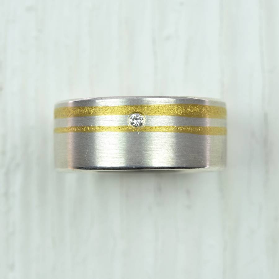 Silver And Finegold Diamond Ring - The Name Jewellery™